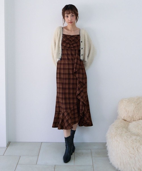 archives（アルシーヴ）の「’チェックアソートラッフルキャミワンピース’（ワンピース・レディース・ブラック/ブラウン/ネイビー・MEDIUM）」の22枚目の写真