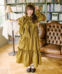 Heart E ワンピース アイボリー×黄チェック Heart E ワンピース アイボリー×黄チェック Heart E ワンピース