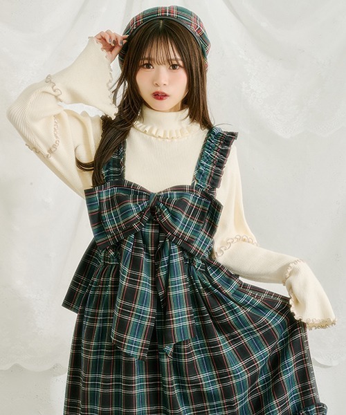 新品タグ付✨️42 ジャンパースカート カメリア キルティング リボン kutir（クティール）の「【クティールとレトロ】リボンビスチェSET