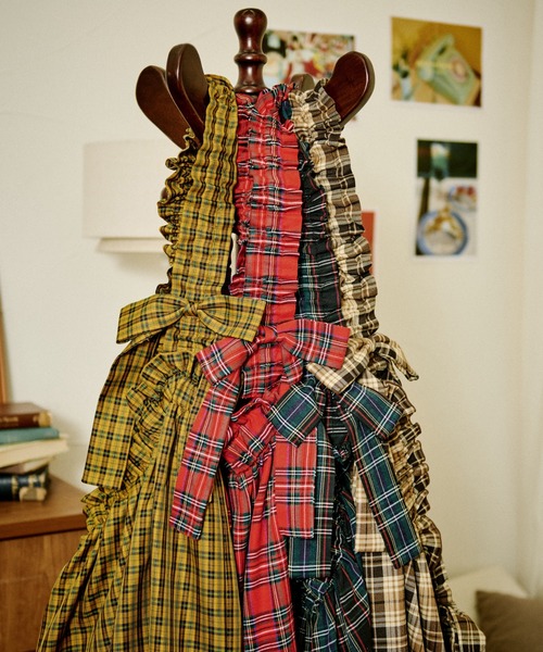 セール】【クティールとレトロ】リボンビスチェSETチェックジャンパー