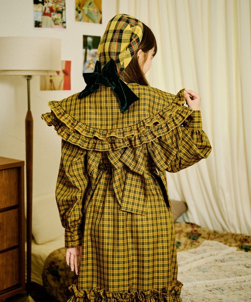 セール】【クティールとレトロ】リボンビスチェSETチェックジャンパー