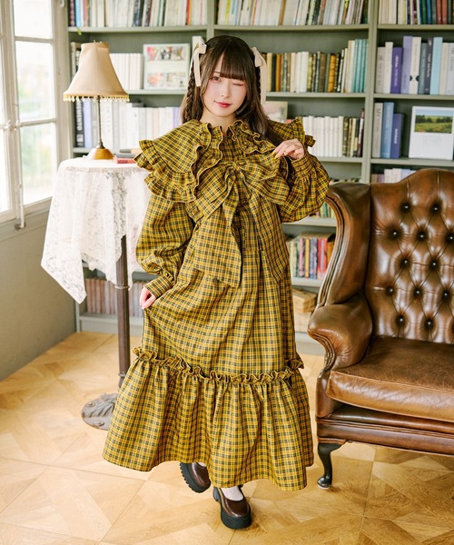 kutir（クティール）の「【クティールとレトロ】リボンビスチェSETチェックジャンパースカート（ジャンパースカート・レディース・ブラウン/グリーン/レッド/イエロー・SMALL/MEDIUM/LARGE）」の17枚目の写真