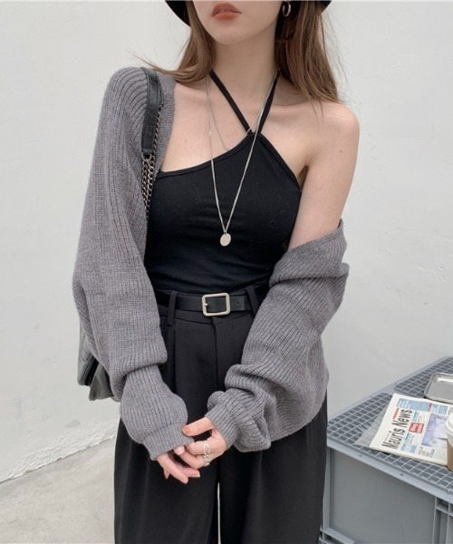 Teem Store(チームストア)の「ショート丈ニットカーディガン ボレロ(カーディガン/ボレロ・レディース・ベージュ/アイボリー/ブラック/グリーン/グレー・F)」の15枚目の写真