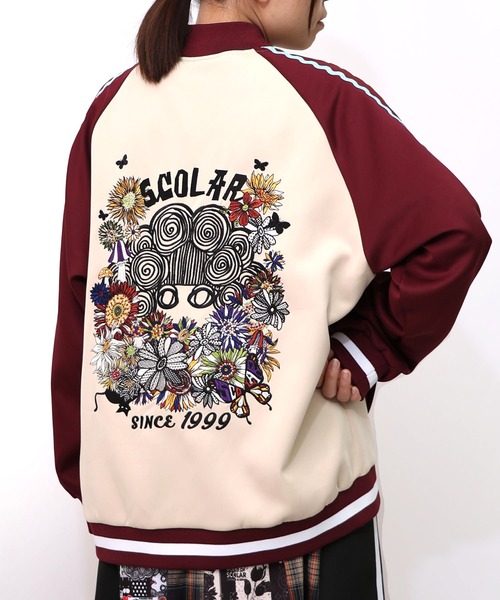 ScoLar 153621：花とスカラー刺繍 ジャージブルゾン 153621：花とスカラー刺繍 ジャージブルゾンの通販-ScoLar