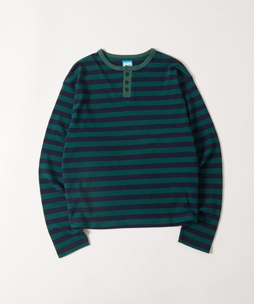 WHO'S WHO gallery(フーズフーギャラリー)の「BLESSYOUヘンリーボーダーロンTEE(Tシャツ/カットソー・メンズ・グリーン/ブラック・LARGE/MEDIUM/SMALL)」の2枚目の写真