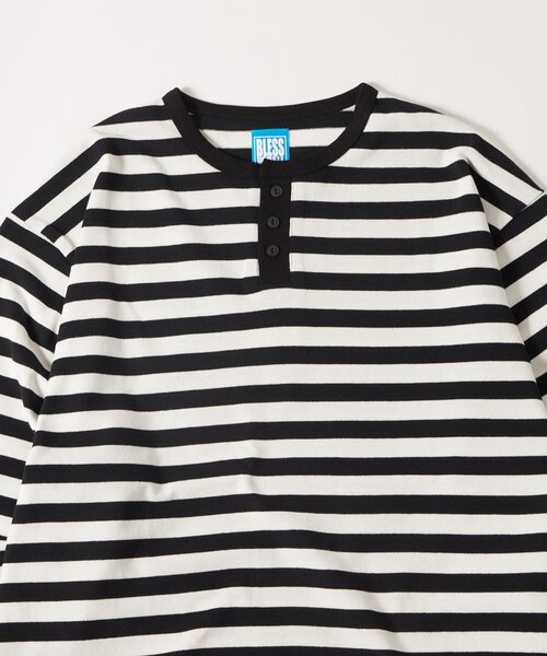 WHO'S WHO gallery(フーズフーギャラリー)の「BLESSYOUヘンリーボーダーロンTEE(Tシャツ/カットソー・メンズ・グリーン/ブラック・LARGE/MEDIUM/SMALL)」の6枚目の写真