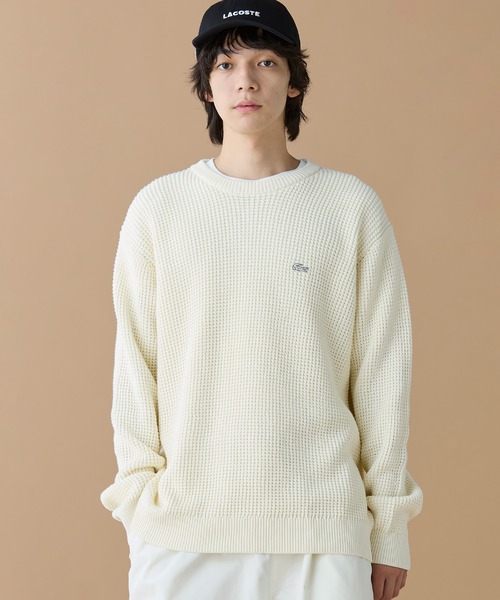 LACOSTE（ラコステ）の「ワッフルニットセーター（ニット/セーター・メンズ・グレー/ネイビー/キャメル/オフホワイト・2/5/4/3）」の7枚目の写真