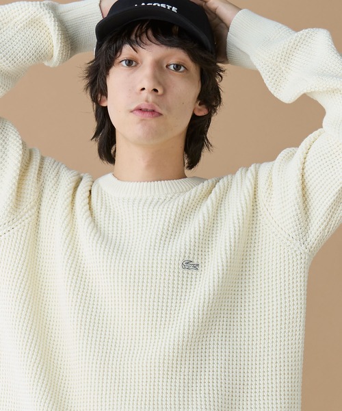 LACOSTE（ラコステ）の「ワッフルニットセーター（ニット/セーター・メンズ・グレー/ネイビー/キャメル/オフホワイト・2/5/4/3）」の8枚目の写真