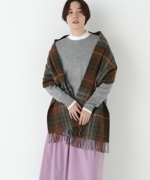 Glen Prince（グレンプリンス）の「◆【Glen Prin】チェックマフラー（ストール/ショール・レディース・イエロー系その他4/クリアブラウン・ﾌﾘ-）」の5枚目の写真