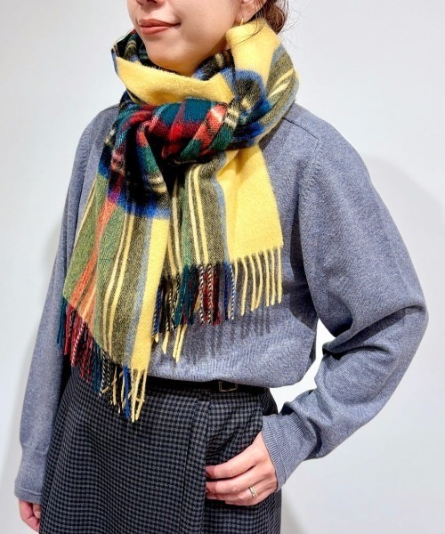 Glen Prince（グレンプリンス）の「◆【Glen Prin】チェックマフラー（ストール/ショール・レディース・イエロー系その他4/クリアブラウン・ﾌﾘ-）」の10枚目の写真
