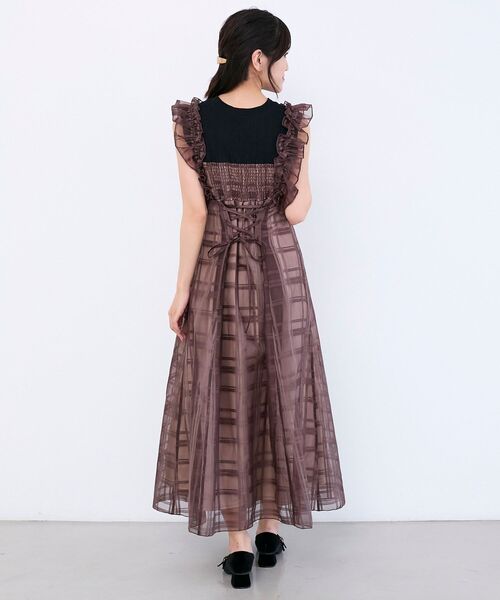 MAJESTIC LEGON（マジェスティックレゴン）の「ノースリフリルドッキングワンピ（ワンピース・レディース・グレー系その他/ブラック系その他/ブラウン系その他2・LARGE/X-SMALL/SMALL/MEDIUM）」の13枚目の写真