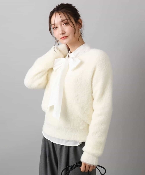 MK ミッシェルクラン（MK MICHEL  ）/【ふわふわニット/前後2way/洗える】フェザーニットプルオーバー MK MICHEL KLEIN（エムケーミッシェルクラン）の「フェザーニットプル