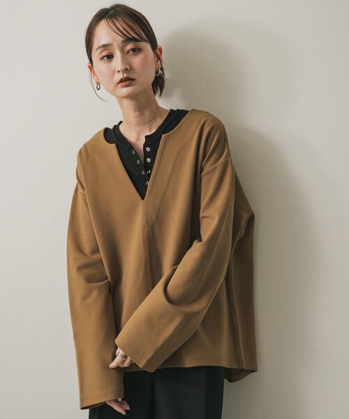 SENSE OF PLACE by URBAN RESEARCH（センスオブプレイスバイアーバンリサーチ）の「スキッパールーズトップ（その他トップス・レディース・アイボリー/キャメル/チャコールグレー・ONE）」の12枚目の写真