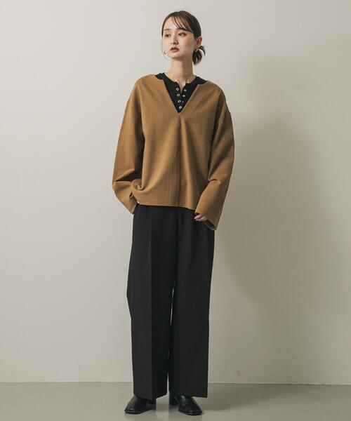 SENSE OF PLACE by URBAN RESEARCH（センスオブプレイスバイアーバンリサーチ）の「スキッパールーズトップ（その他トップス・レディース・アイボリー/キャメル/チャコールグレー・ONE）」の15枚目の写真