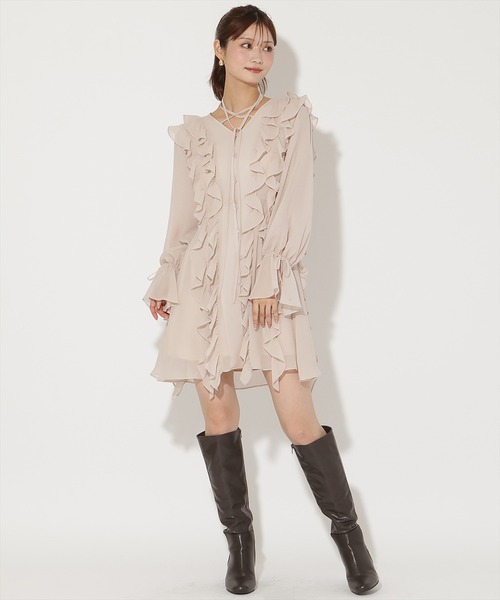 ラッフルフリルチョーカーミニワンピース