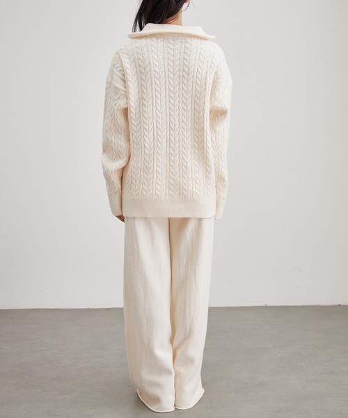 Lace Ladies(レースレディース)の「ウールライク ケーブル編み ハーフジップ ニット セットアップ(セットアップ・レディース・ブラック/アイボリー/グレイッシュベージュ・FREE)」の13枚目の写真