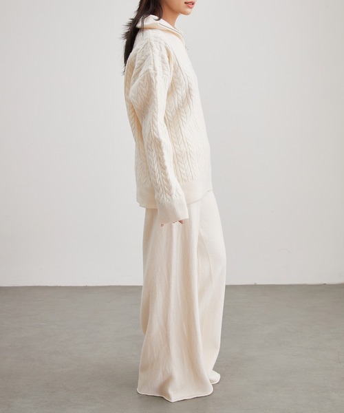 Lace Ladies(レースレディース)の「ウールライク ケーブル編み ハーフジップ ニット セットアップ(セットアップ・レディース・ブラック/アイボリー/グレイッシュベージュ・FREE)」の14枚目の写真