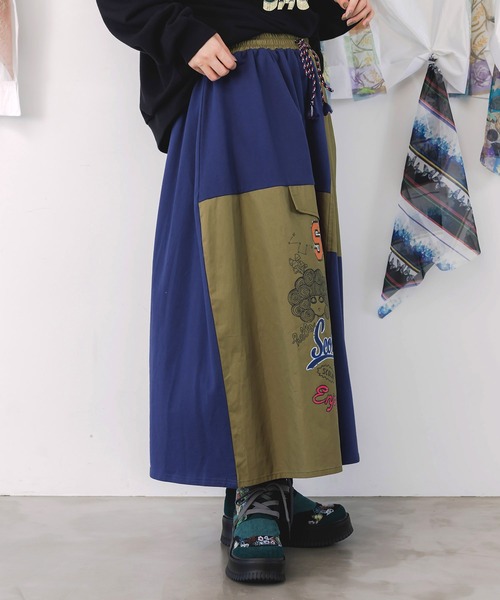 ScoLar（スカラー）の「153652：レトロ異素材バイカラーワークスカート（スカート・レディース・カーキ/ブラック/ベージュ・M）」の20枚目の写真