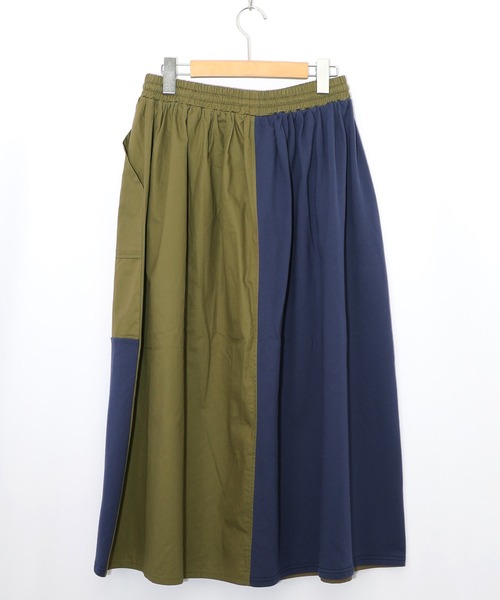 ScoLar（スカラー）の「153652：レトロ異素材バイカラーワークスカート（スカート・レディース・カーキ/ブラック/ベージュ・M）」の10枚目の写真