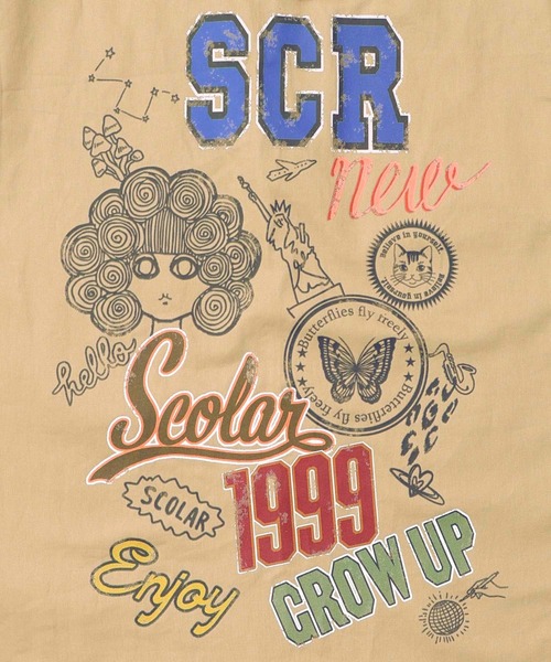 ScoLar（スカラー）の「153652：レトロ異素材バイカラーワークスカート（スカート・レディース・カーキ/ブラック/ベージュ・M）」の4枚目の写真