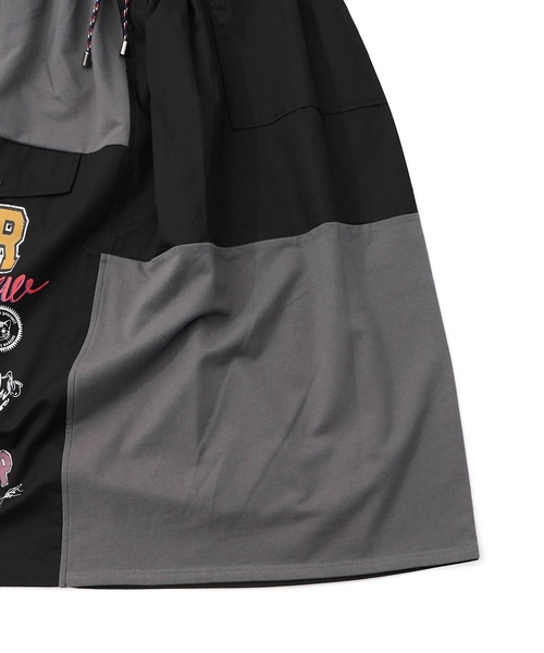 ScoLar（スカラー）の「153652：レトロ異素材バイカラーワークスカート（スカート・レディース・カーキ/ブラック/ベージュ・M）」の7枚目の写真