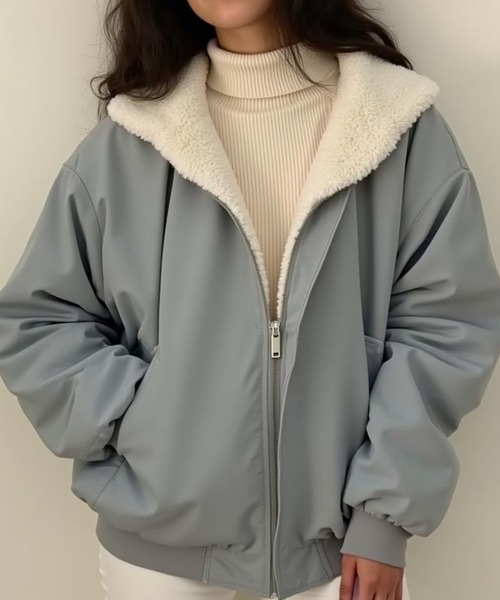 cammie(キャミー)の「リバーシブルMA-1(その他アウター・レディース・ブラック/サックスブルー/カーキ/アイボリー・L/M)」の4枚目の写真
