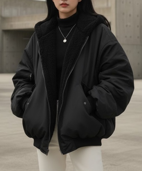 cammie(キャミー)の「リバーシブルMA-1(その他アウター・レディース・ブラック/サックスブルー/カーキ/アイボリー・L/M)」の3枚目の写真