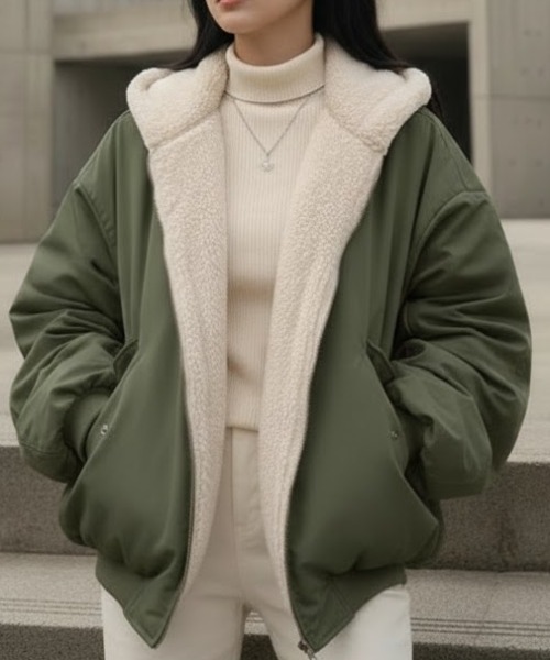 cammie(キャミー)の「リバーシブルMA-1(その他アウター・レディース・ブラック/サックスブルー/カーキ/アイボリー・L/M)」の14枚目の写真