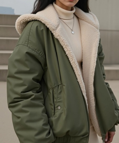 cammie(キャミー)の「リバーシブルMA-1(その他アウター・レディース・ブラック/サックスブルー/カーキ/アイボリー・L/M)」の13枚目の写真