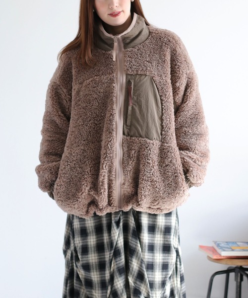 cepo（セポ）の「ボアオーバージップブルゾン（ブルゾン・レディース・チャコール/ベージュ/ホワイト系その他/オフホワイト・M）」の4枚目の写真