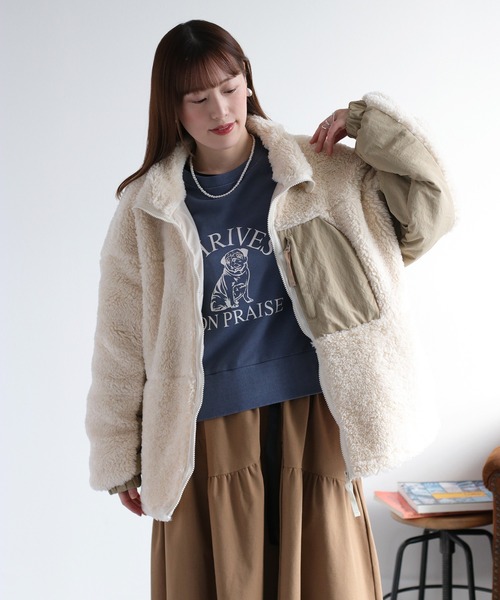 cepo（セポ）の「ボアオーバージップブルゾン（ブルゾン・レディース・チャコール/ベージュ/ホワイト系その他/オフホワイト・M）」の21枚目の写真