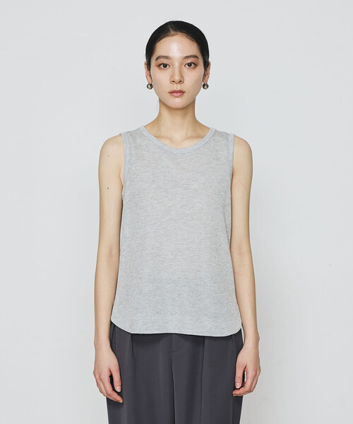 Gabardine K.T（ギャバジンケーティー）の「ラメテレコ タンクトップ（Tシャツ/カットソー・レディース・ベージュ/チャコールグレー/ライトグレー・9号/11号）」の11枚目の写真