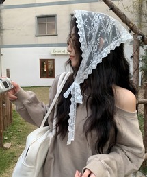 MASHIRO（マシロ）の「【MASHIRO】フラワートライアングルレーススカーフ（MA/EK454）（バンダナ/スカーフ）」