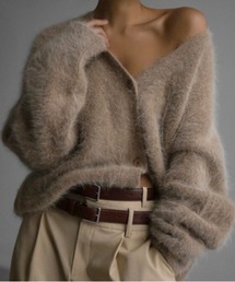 Dolce Fiora（ドルチェフィオラ）の「薄手で着ぶくれしにくいので肌寒い日の羽織にも、手触り感が気持ちいいつい触りたくなるシャギー二ットカーディガン（カーディガン/ボレロ）」