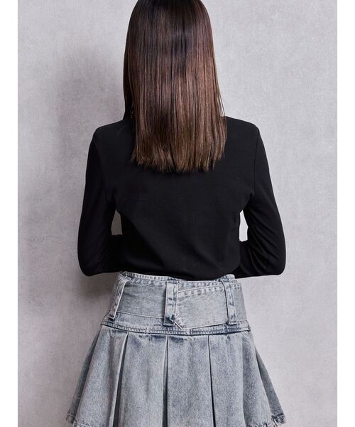 GYDA（ジェイダ）の「GY bijou long sleeve トップス（Tシャツ/カットソー・レディース・オフホワイト/チャコールグレー/ブラック・FREE）」の6枚目の写真