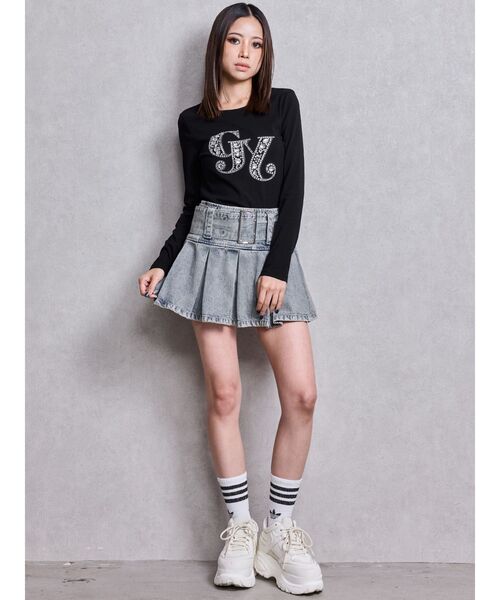 GYDA（ジェイダ）の「GY bijou long sleeve トップス（Tシャツ/カットソー・レディース・オフホワイト/チャコールグレー/ブラック・FREE）」の8枚目の写真