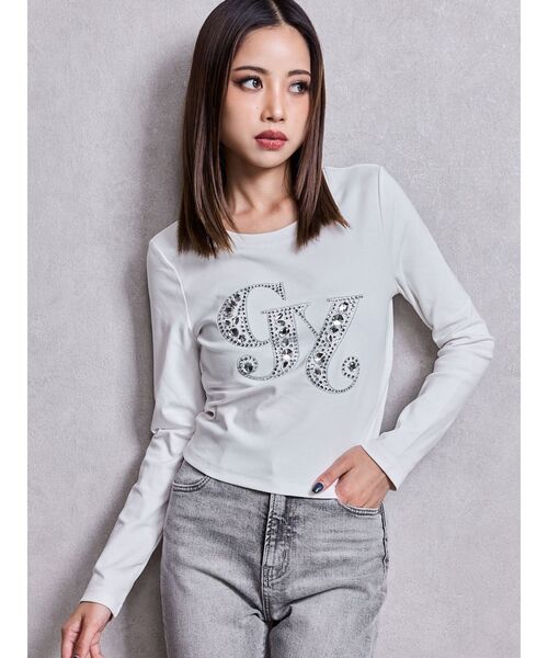 GYDA（ジェイダ）の「GY bijou long sleeve トップス（Tシャツ