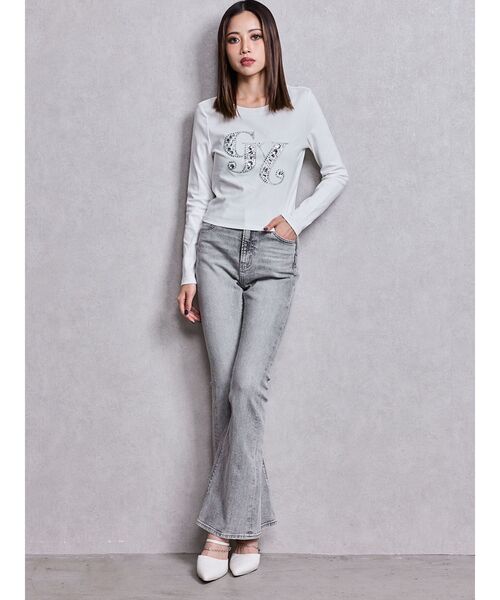 GYDA（ジェイダ）の「GY bijou long sleeve トップス（Tシャツ/カットソー・レディース・オフホワイト/チャコールグレー/ブラック・FREE）」の15枚目の写真