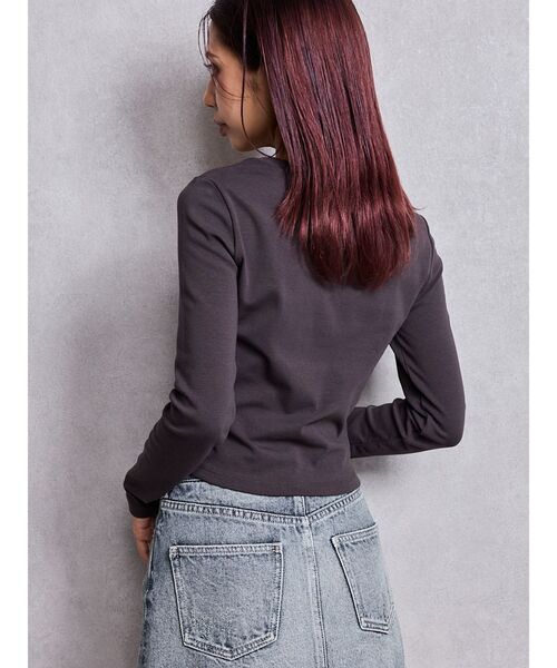 GYDA（ジェイダ）の「GY bijou long sleeve トップス（Tシャツ/カットソー・レディース・オフホワイト/チャコールグレー/ブラック・FREE）」の18枚目の写真