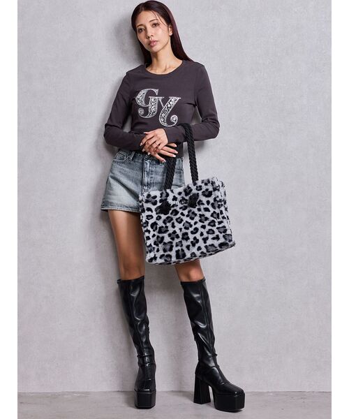 GYDA（ジェイダ）の「GY bijou long sleeve トップス（Tシャツ/カットソー・レディース・オフホワイト/チャコールグレー/ブラック・FREE）」の19枚目の写真