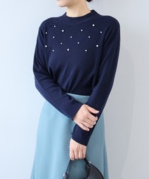 fleur by mint breeze（フルールバイミントブリーズ）の「【L～5L 大きいサイズ】パール使いハイネックニットプルオーバー（ニット/セーター・レディース）」