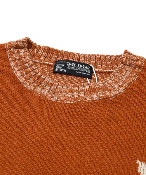 CUBE SUGAR（キューブシュガー）の「CUBE SUGAR/キューブシュガー　アクリルジャガード バードモチーフPO（ニット/セーター・レディース・ナチュラル/オレンジ・FREE）」の3枚目の写真