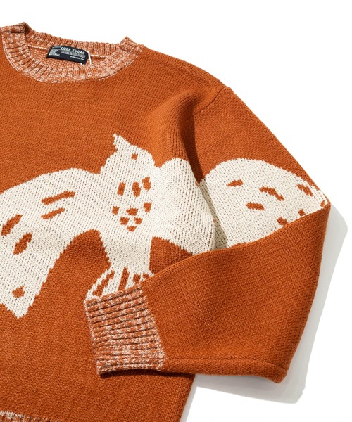 CUBE SUGAR（キューブシュガー）の「CUBE SUGAR/キューブシュガー　アクリルジャガード バードモチーフPO（ニット/セーター・レディース・ナチュラル/オレンジ・FREE）」の5枚目の写真