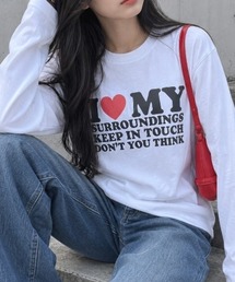 韓国っぽ英字ハートロンT/長袖Tシャツ