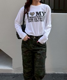 韓国っぽ英字ハートロンT/長袖Tシャツ