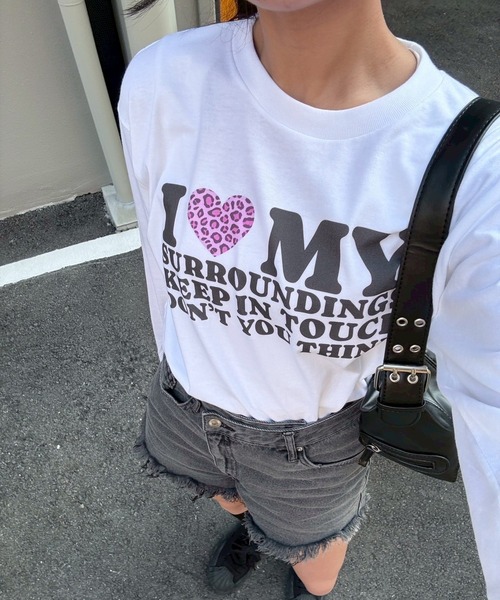 etta（エタ）の「韓国っぽ英字ハートロンT／長袖Tシャツ（Tシャツ/カットソー・レディース・C/D/ホワイト/A/B・MEDIUM/SMALL）」の5枚目の写真