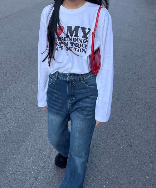 etta（エタ）の「韓国っぽ英字ハートロンT／長袖Tシャツ（Tシャツ/カットソー・レディース・C/D/ホワイト/A/B・MEDIUM/SMALL）」の22枚目の写真