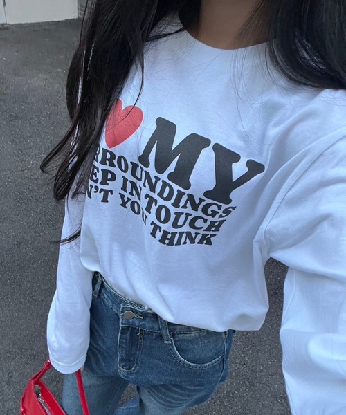 etta（エタ）の「韓国っぽ英字ハートロンT／長袖Tシャツ（Tシャツ/カットソー・レディース・C/D/ホワイト/A/B・MEDIUM/SMALL）」の20枚目の写真