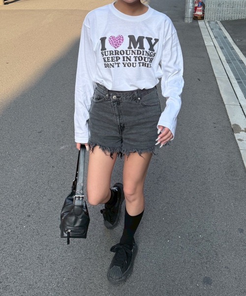 etta（エタ）の「韓国っぽ英字ハートロンT／長袖Tシャツ（Tシャツ/カットソー・レディース・C/D/ホワイト/A/B・MEDIUM/SMALL）」の17枚目の写真