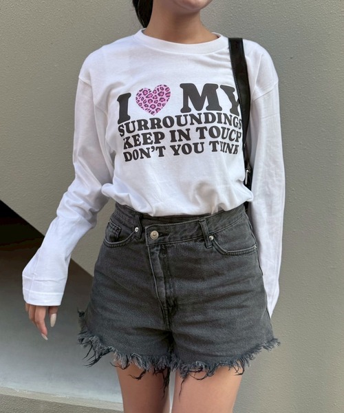etta（エタ）の「韓国っぽ英字ハートロンT／長袖Tシャツ（Tシャツ/カットソー・レディース・C/D/ホワイト/A/B・MEDIUM/SMALL）」の18枚目の写真
